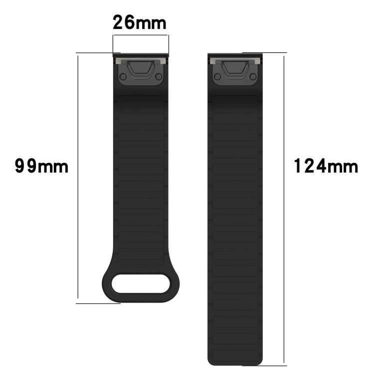 For Garmin Fenix 8 51mm Dual Color Magnetic Buckle 26mm Quick Release Silicone Watch Band(Black) by bashfashion