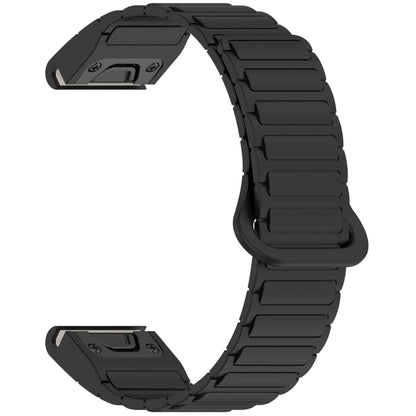 For Garmin Fenix 8 47mm Dual Color Magnetic Buckle 22mm Quick Release Silicone Watch Band(Black) by bashfashion
