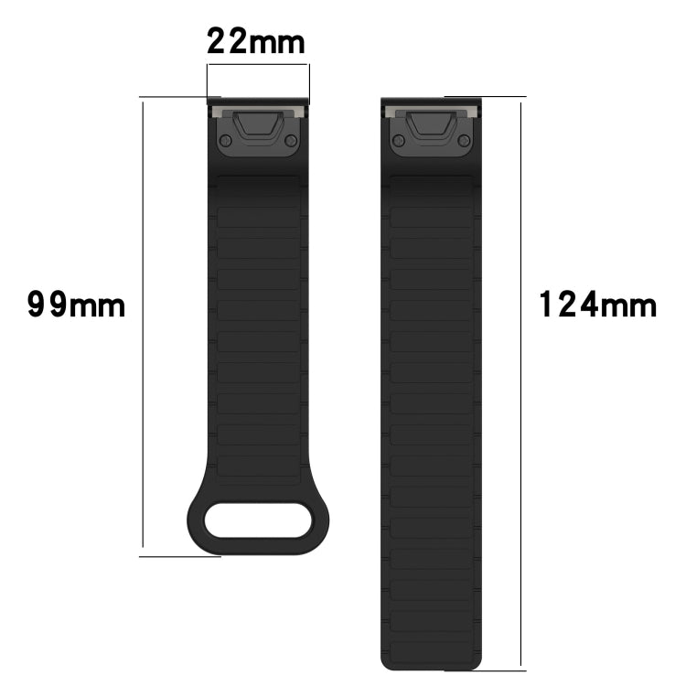For Garmin Fenix 8 47mm Dual Color Magnetic Buckle 22mm Quick Release Silicone Watch Band(Black) by bashfashion