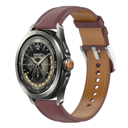 For Xiaomi Watch S4 Sport Stainless Steel Quick Release Buckle 22mm Genuine Leather Watch Band(Dark Brown) by bashfashion