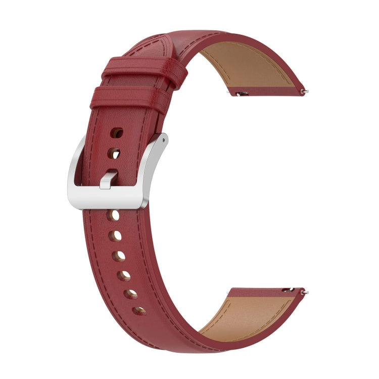 For Amazfit Bip 5 / GTR 4 / GTR 3 22mm Stainless Steel Quick Release Buckle Genuine Leather Watch Band(Red) by bashfashion