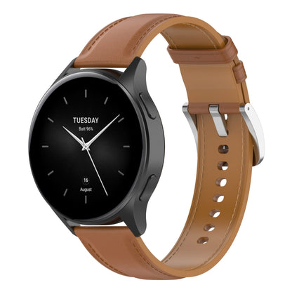 For Amazfit Bip 5 / GTR 4 / GTR 3 22mm Stainless Steel Quick Release Buckle Genuine Leather Watch Band(Light Brown) by bashfashion