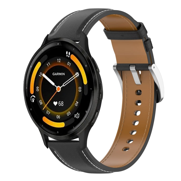 For Garmin Venu 3 Stainless Steel Quick Release Buckle 22mm Genuine Leather Watch Band(Black) by bashfashion
