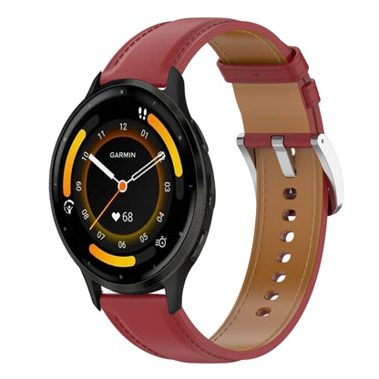 For Garmin Venu 3 Stainless Steel Quick Release Buckle 22mm Genuine Leather Watch Band(Red) by bashfashion