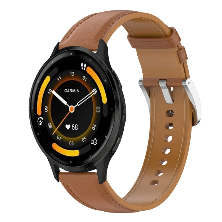 For Garmin Venu 3 Stainless Steel Quick Release Buckle 22mm Genuine Leather Watch Band(Light Brown) by bashfashion