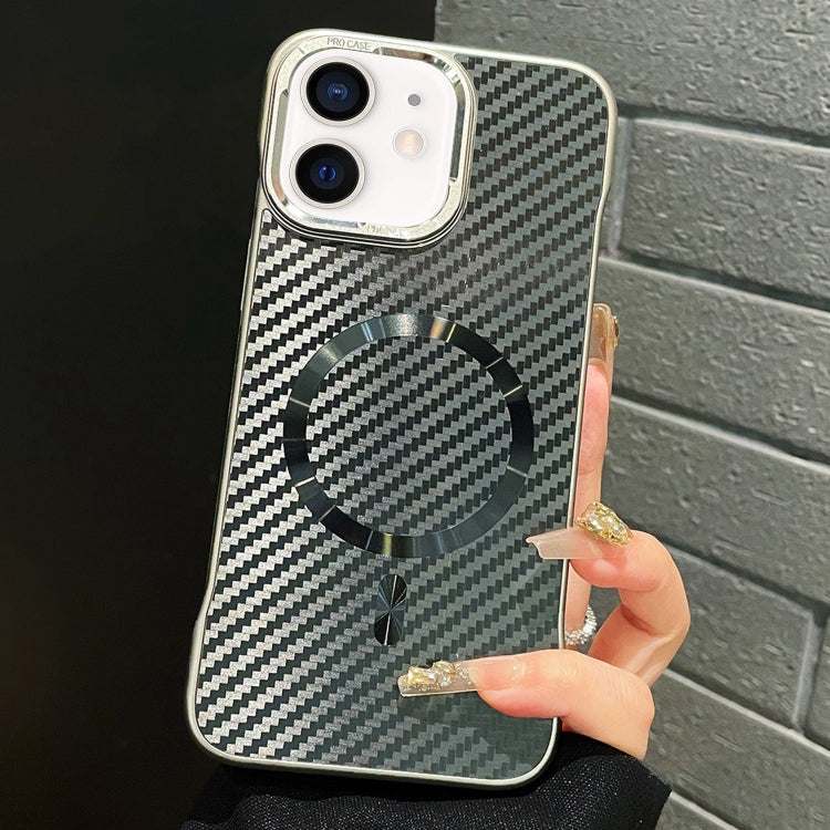 For iPhone 12 AG Carbon Fiber Frameless MagSafe Phone Case(Black) by bashfashion