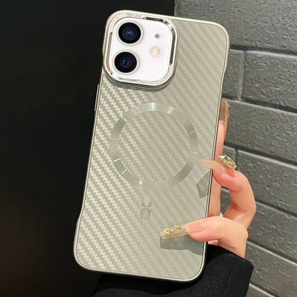 For iPhone 12 AG Carbon Fiber Frameless MagSafe Phone Case(Grey) by bashfashion
