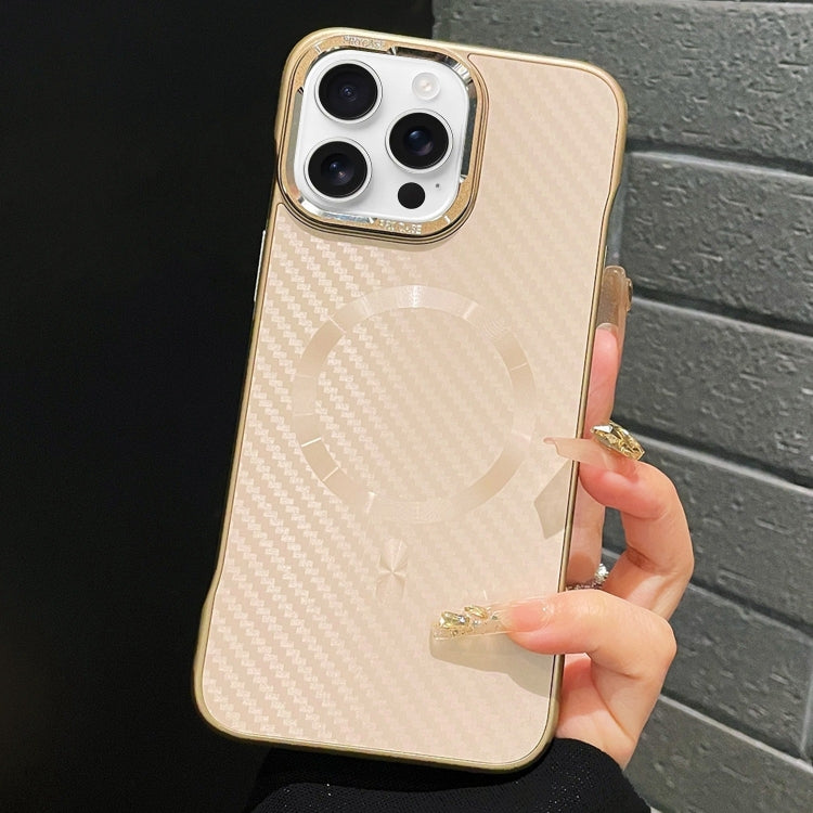 For iPhone 12 Pro AG Carbon Fiber Frameless MagSafe Phone Case(Pink) by bashfashion