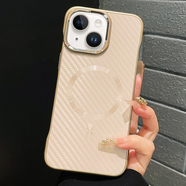 For iPhone 15 Plus AG Carbon Fiber Frameless MagSafe Phone Case(Pink) by bashfashion