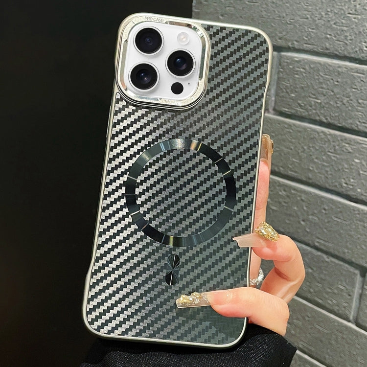 For iPhone 16 Pro Max AG Carbon Fiber Frameless MagSafe Phone Case(Black) by bashfashion