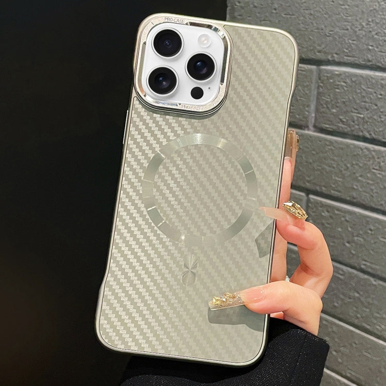 For iPhone 16 Pro Max AG Carbon Fiber Frameless MagSafe Phone Case(Grey) by bashfashion