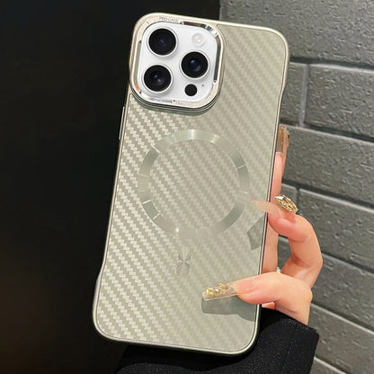 For iPhone 16 Pro Max AG Carbon Fiber Frameless MagSafe Phone Case(Grey) by bashfashion