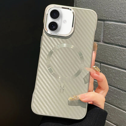 For iPhone 16 AG Carbon Fiber Frameless MagSafe Phone Case(Grey) by bashfashion
