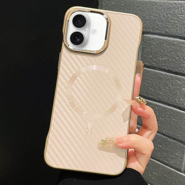 For iPhone 16 AG Carbon Fiber Frameless MagSafe Phone Case(Pink) by bashfashion
