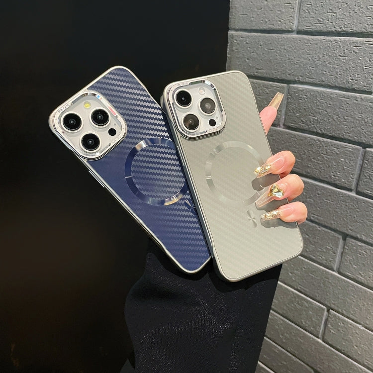 For iPhone 13 AG Carbon Fiber Frameless MagSafe Phone Case(Blue) by bashfashion