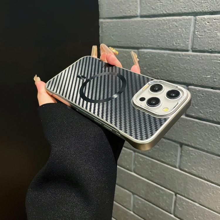For iPhone 13 AG Carbon Fiber Frameless MagSafe Phone Case(Grey) by bashfashion