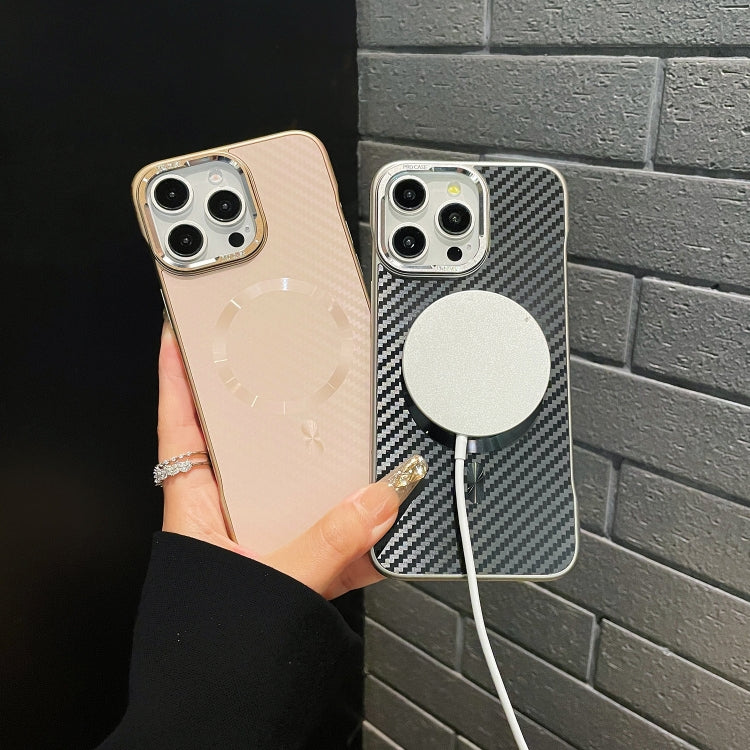 For iPhone 15 AG Carbon Fiber Frameless MagSafe Phone Case(Grey) by bashfashion