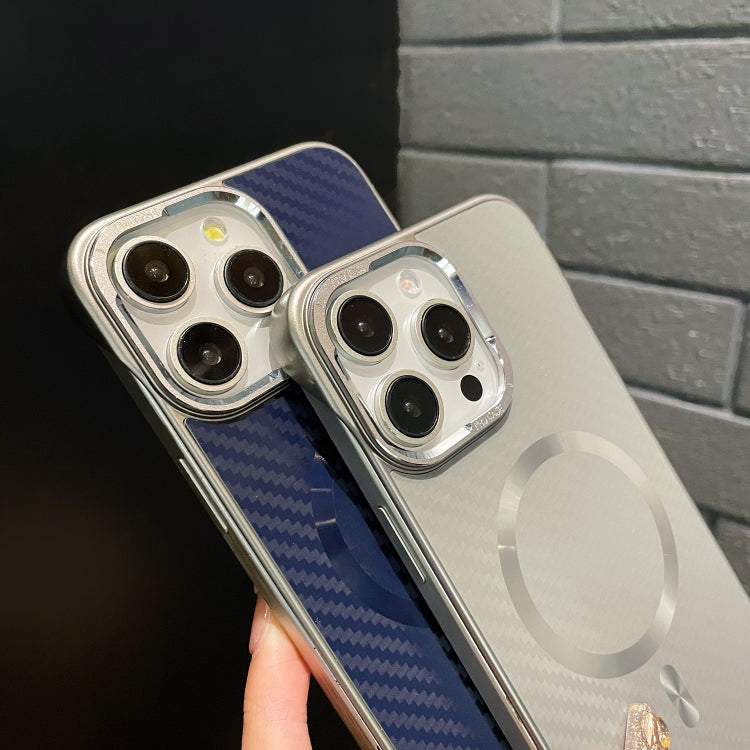For iPhone 13 Pro Max AG Carbon Fiber Frameless MagSafe Phone Case(Blue) by bashfashion