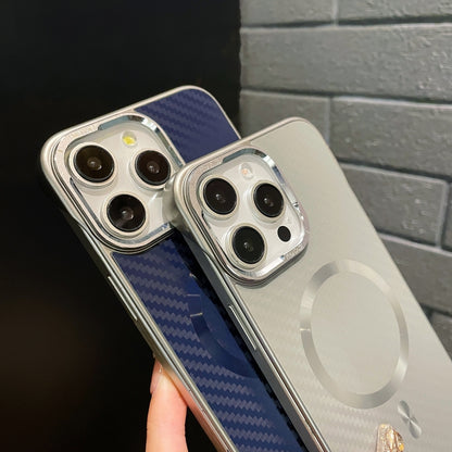For iPhone 15 AG Carbon Fiber Frameless MagSafe Phone Case(Blue) by bashfashion
