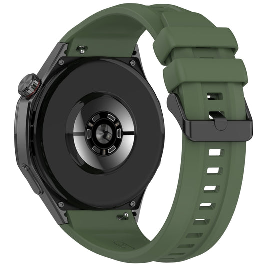 For Huawei Watch GT 5 Pro 46mm Black Steel Buckle Liquid Silicone Watch Band(Dark Green) by bashfashion