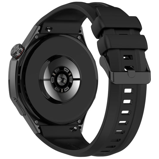 For Huawei Watch GT 5 Pro 46mm Black Steel Buckle Liquid Silicone Watch Band(Black) by bashfashion
