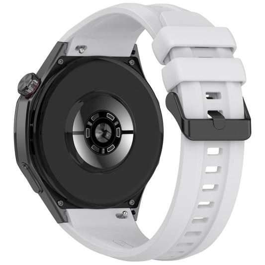 For Huawei Watch GT 5 Pro 46mm Black Steel Buckle Liquid Silicone Watch Band(Coconut Gray) by bashfashion