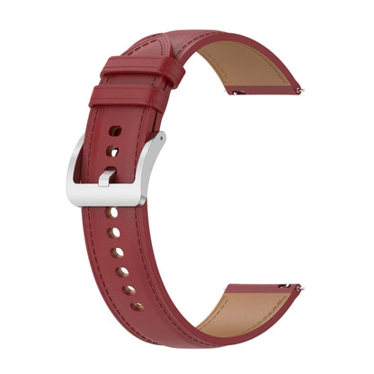 For Samsung Galaxy Watch 7 40 / 44mm Stainless Steel Quick Release Buckle 20mm Genuine Leather Watch Band(Red) by bashfashion