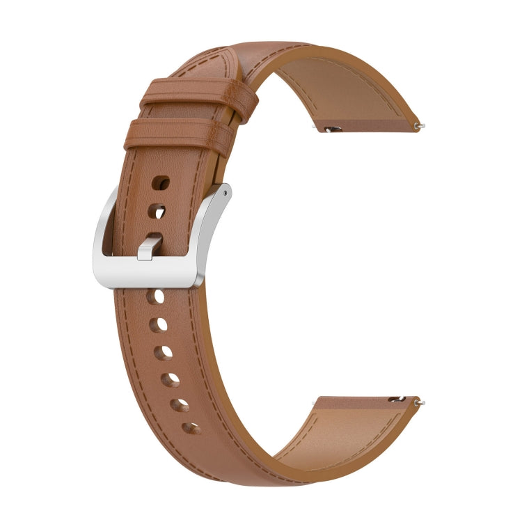 For Samsung Galaxy Watch 7 40 / 44mm Stainless Steel Quick Release Buckle 20mm Genuine Leather Watch Band(Light Brown) by bashfashion