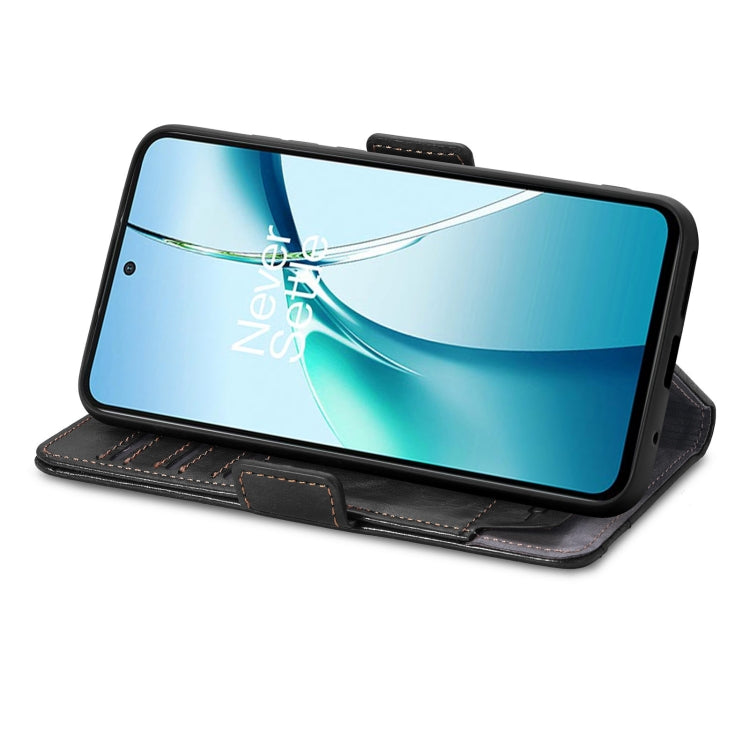 For TCL 50 5G CaseNeo Splicing Dual Magnetic Buckle Leather Phone Case(Black) by CaseNeo