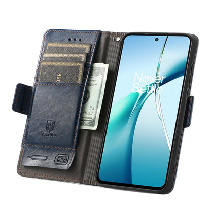For TCL 50 5G CaseNeo Splicing Dual Magnetic Buckle Leather Phone Case(Blue) by CaseNeo