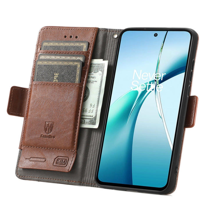 For TCL 50 5G CaseNeo Splicing Dual Magnetic Buckle Leather Phone Case(Brown) by CaseNeo