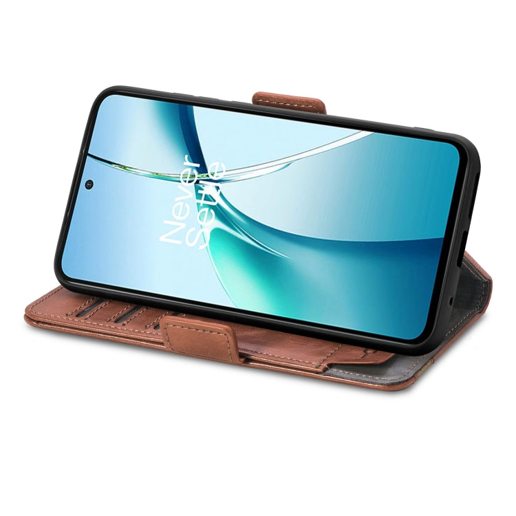 For TCL 50 5G CaseNeo Splicing Dual Magnetic Buckle Leather Phone Case(Brown) by CaseNeo