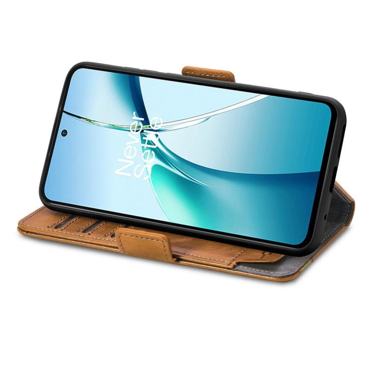 For TCL 50 5G CaseNeo Splicing Dual Magnetic Buckle Leather Phone Case(Khaki) by CaseNeo