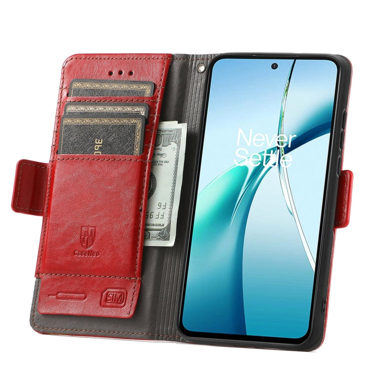 For TCL 50 5G CaseNeo Splicing Dual Magnetic Buckle Leather Phone Case(Red) by CaseNeo