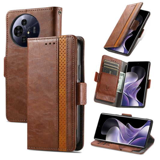 For TCL 50 Pro NxtPaper CaseNeo Splicing Dual Magnetic Buckle Leather Phone Case(Brown) by CaseNeo