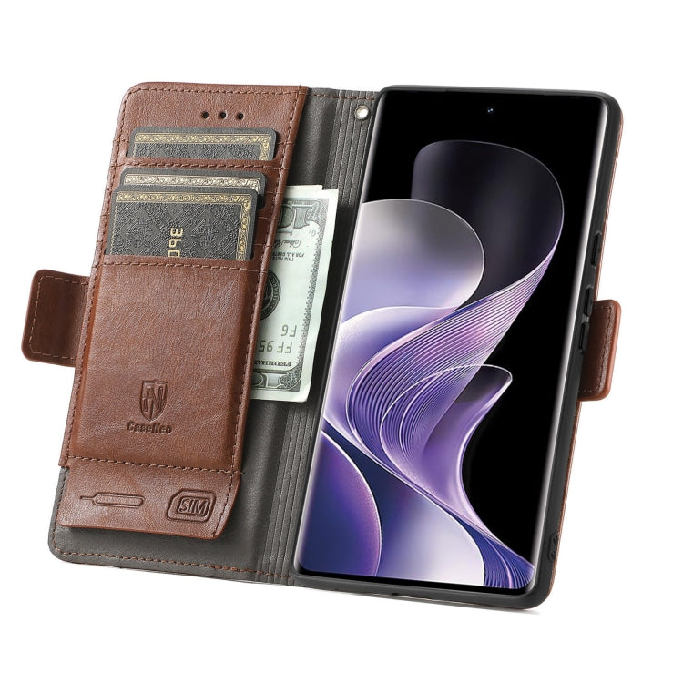 For TCL 50 Pro NxtPaper CaseNeo Splicing Dual Magnetic Buckle Leather Phone Case(Brown) by CaseNeo