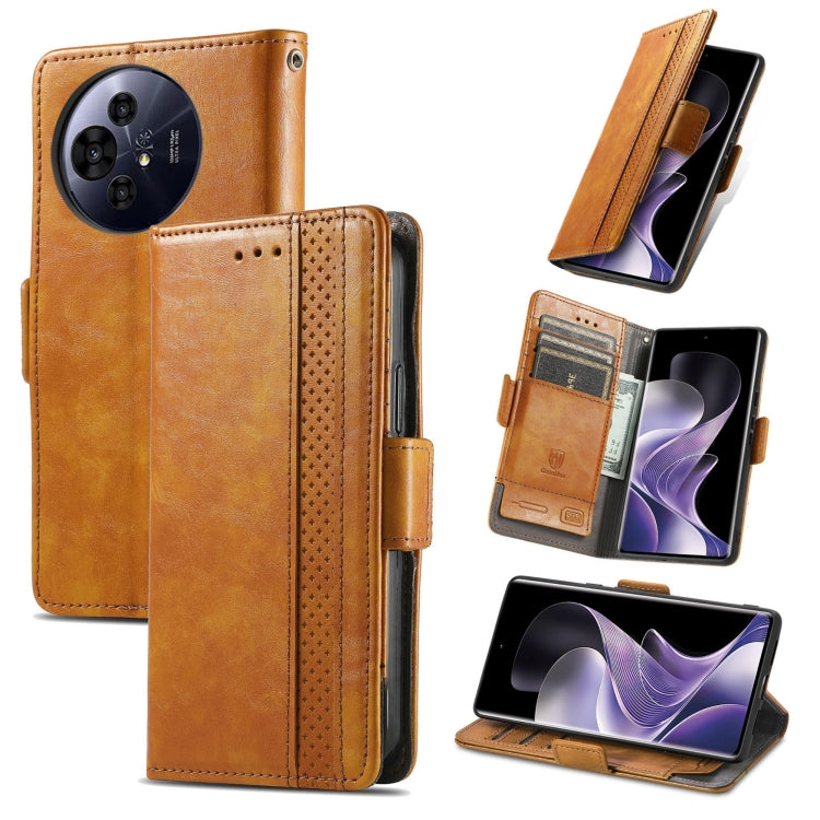 For TCL 50 Pro NxtPaper CaseNeo Splicing Dual Magnetic Buckle Leather Phone Case(Khaki) by CaseNeo