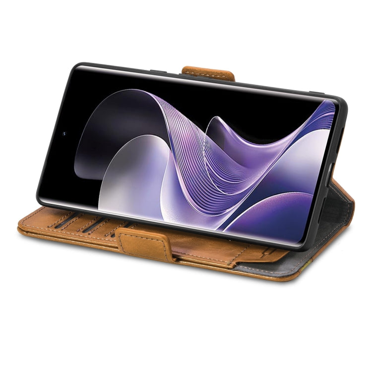 For TCL 50 Pro NxtPaper CaseNeo Splicing Dual Magnetic Buckle Leather Phone Case(Khaki) by CaseNeo