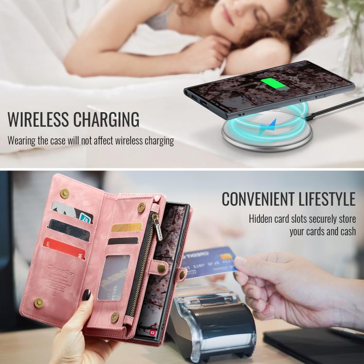 For Samsung Galaxy S25 Ultra 5G CaseMe 008 Detachable Multifunctional Leather Phone Case(Pink) by CaseMe