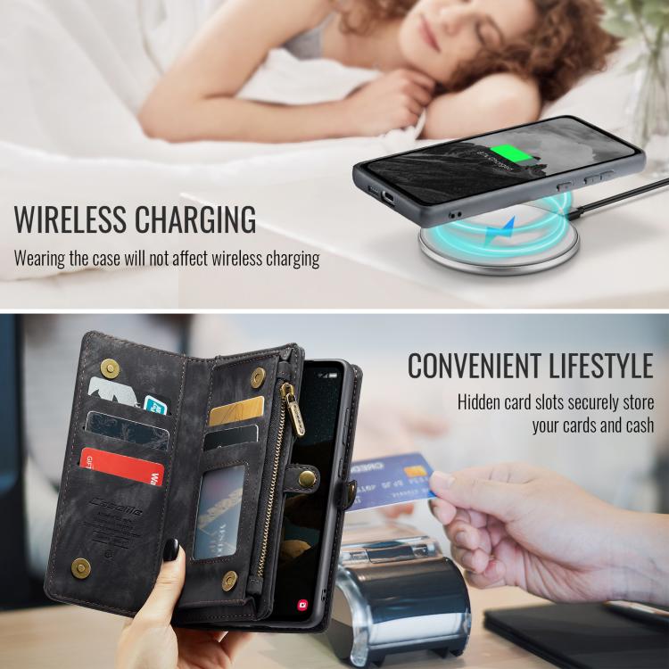 For Samsung Galaxy S25 5G CaseMe 008 Detachable Multifunctional Leather Phone Case(Black) by CaseMe