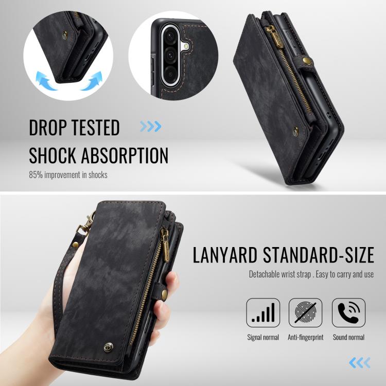 For Samsung Galaxy A36 CaseMe 008 Detachable Multifunctional Leather Phone Case(Black) by CaseMe