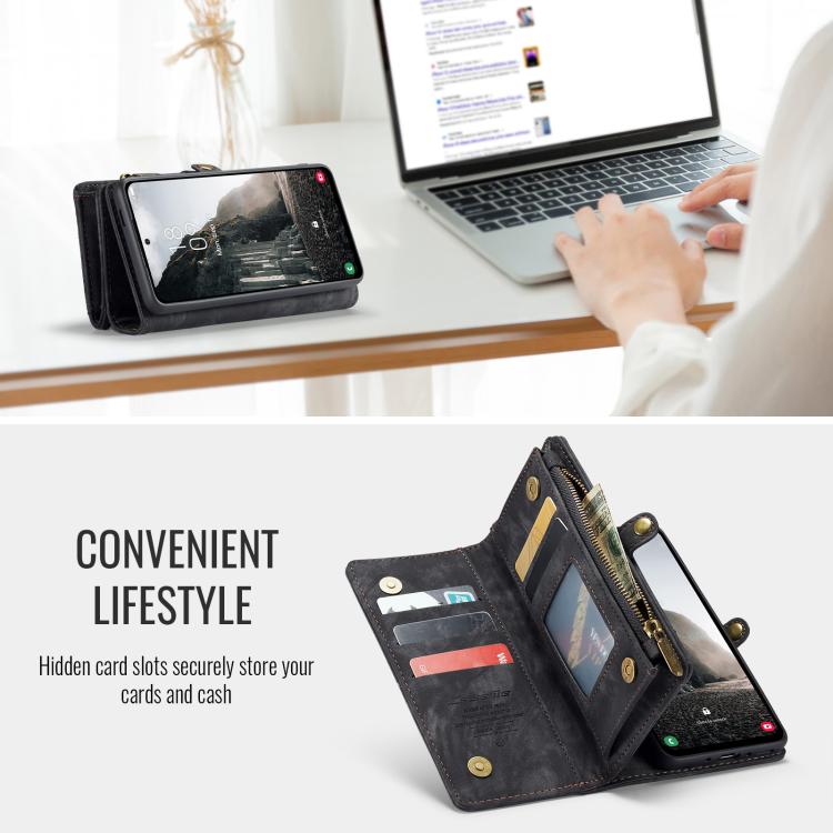 For Samsung Galaxy A36 CaseMe 008 Detachable Multifunctional Leather Phone Case(Black) by CaseMe