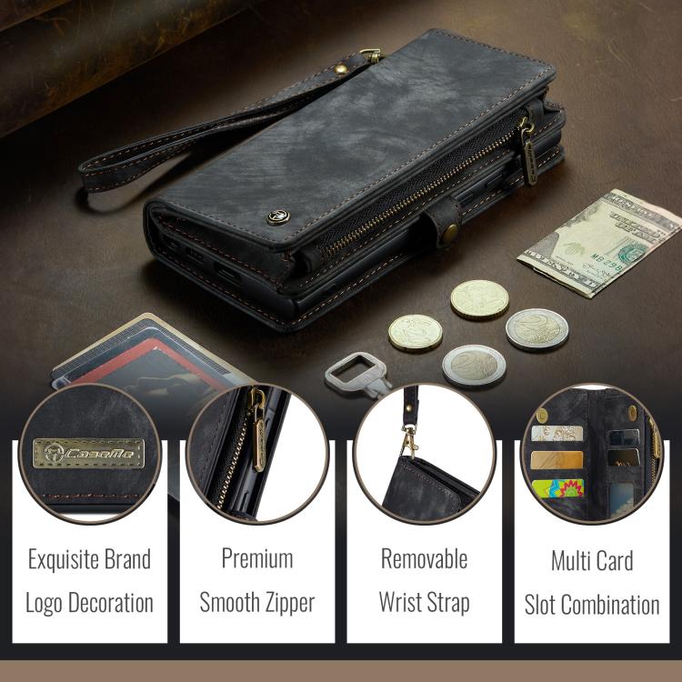 For Samsung Galaxy A36 CaseMe 008 Detachable Multifunctional Leather Phone Case(Black) by CaseMe