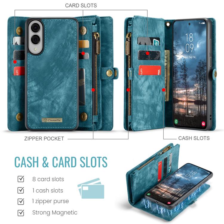 For Samsung Galaxy S25 Edge 5G CaseMe 008 Detachable Multifunctional Leather Phone Case(Blue) by CaseMe