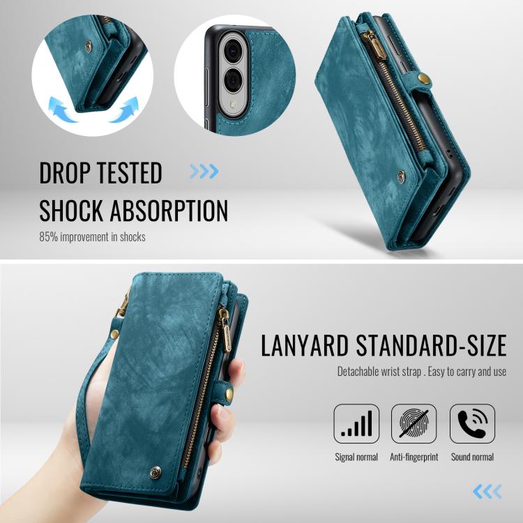 For Samsung Galaxy S25 Edge 5G CaseMe 008 Detachable Multifunctional Leather Phone Case(Blue) by CaseMe