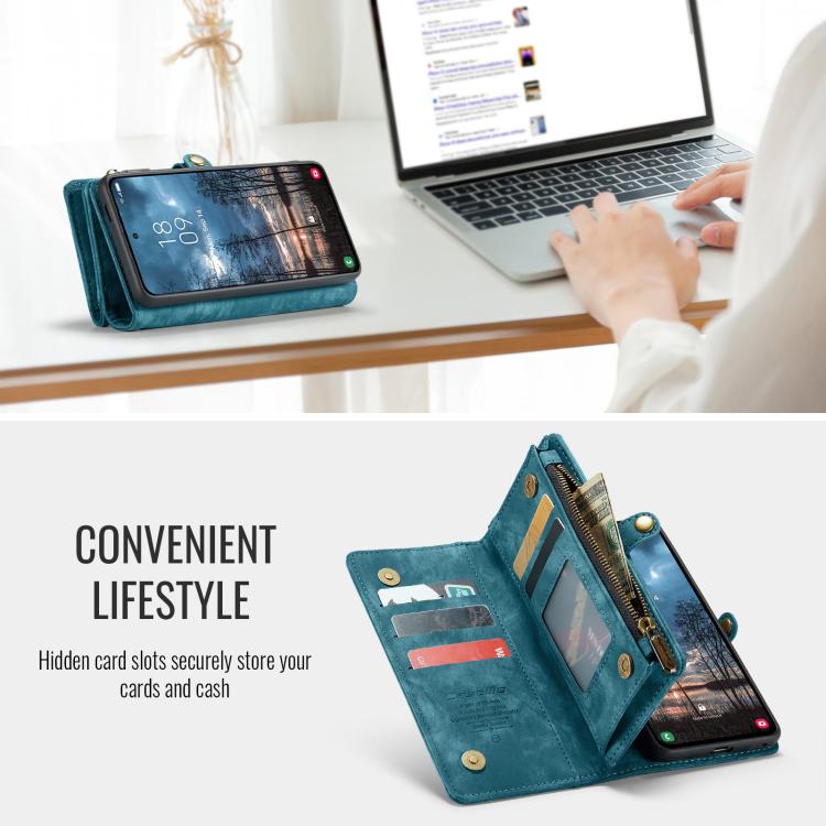 For Samsung Galaxy S25 Edge 5G CaseMe 008 Detachable Multifunctional Leather Phone Case(Blue) by CaseMe