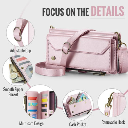 For Samsung Galaxy S25 Ultra 5G CaseMe C36 Card Slots Zipper Wallet RFID Anti-theft Leather Phone Case(Pink) by CaseMe