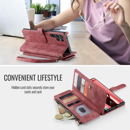 For Samsung Galaxy S25 Ultra 5G CaseMe C30 Card Slots Zipper Wallet Leather Phone Case(Red) by CaseMe