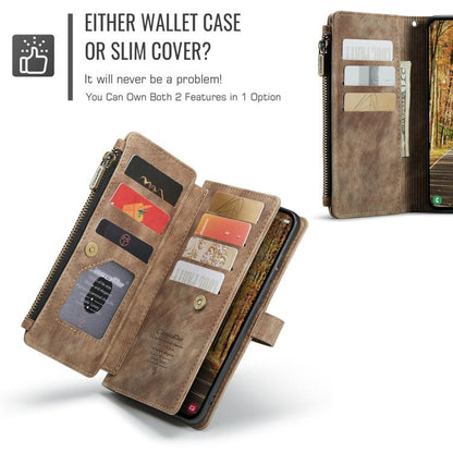 For Samsung Galaxy S25 Edge 5G CaseMe C30 Card Slots Zipper Wallet Leather Phone Case(Brown) by CaseMe