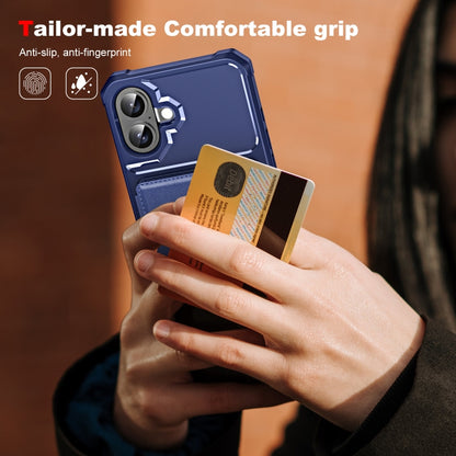 For iPhone 16 ENKAY Hat-Prince Card Slot Wallet TPU Back Leather Phone Case with Lens Film(Dark Blue) by ENKAY